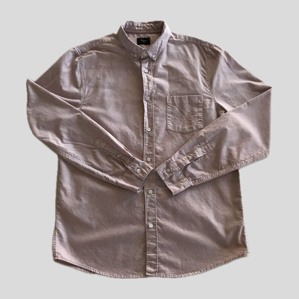 Academy Brand Pale Purple Cotton Long Sleeve Oxford Shirt, Mens Size M